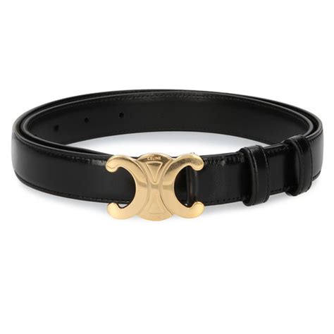 Womens Celine black Leather Buckle Belt 